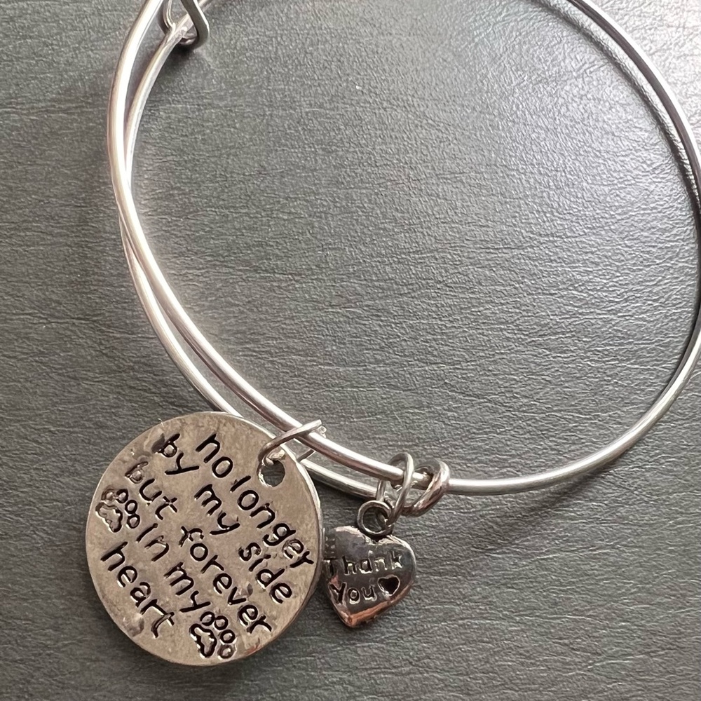 Heartfelt Pet No Longer By My Side Silver Charm Braclet